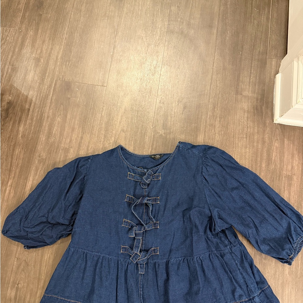 Denim Bow Front Top